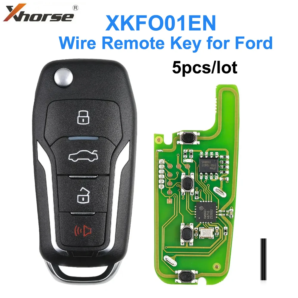 5pcs/lot Xhorse XKFO01EN Wire Remote Key for F-ord Condor Flip 4 Buttons Unmovable Key King English Version