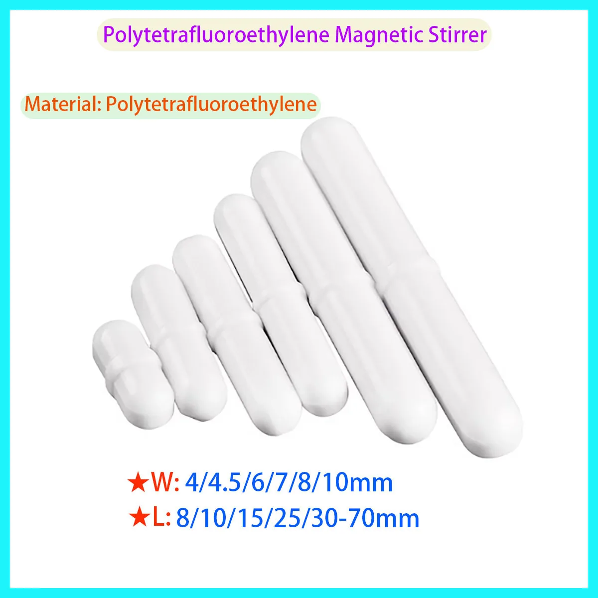 

PTFE Magnetic Stirrer Cylindrical Laboratory Stirring Rod White 8-70mm