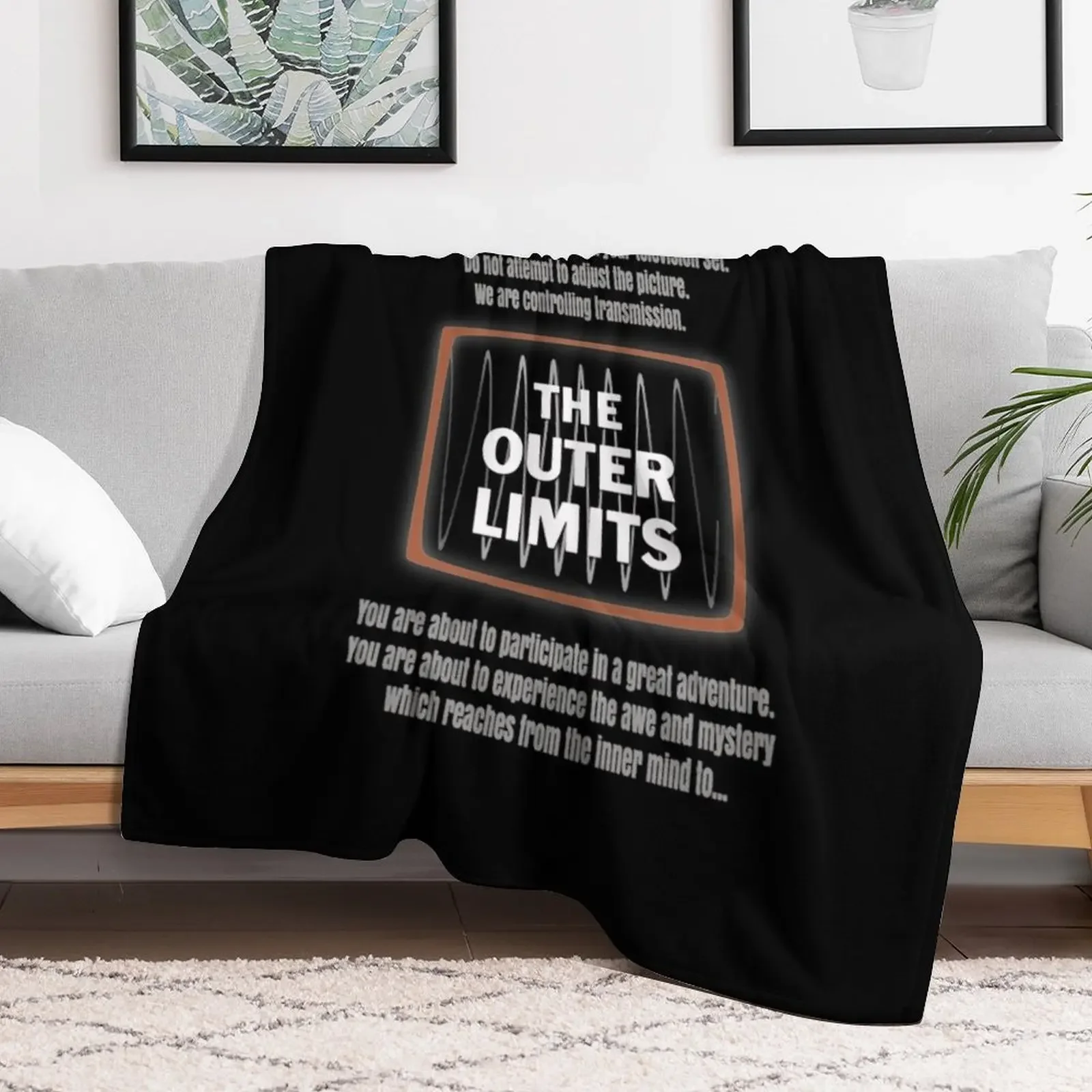Outer Limits T-ShirtThe Outer Limits TV Show - Retro Seventies T-Shirt_by Humanitees_ Throw Blanket wednesday Bed Blankets