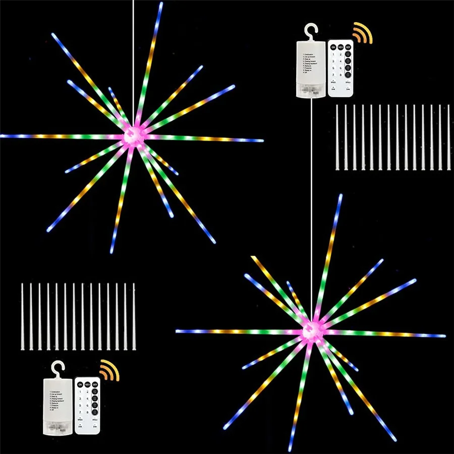 Imagem -02 - Tirvose-led Fairy String Lights para Decoração do Jardim Fogo de Artifício ao ar Livre Modos Meteoro Chuveiro Festão de Natal Festa de Casamento