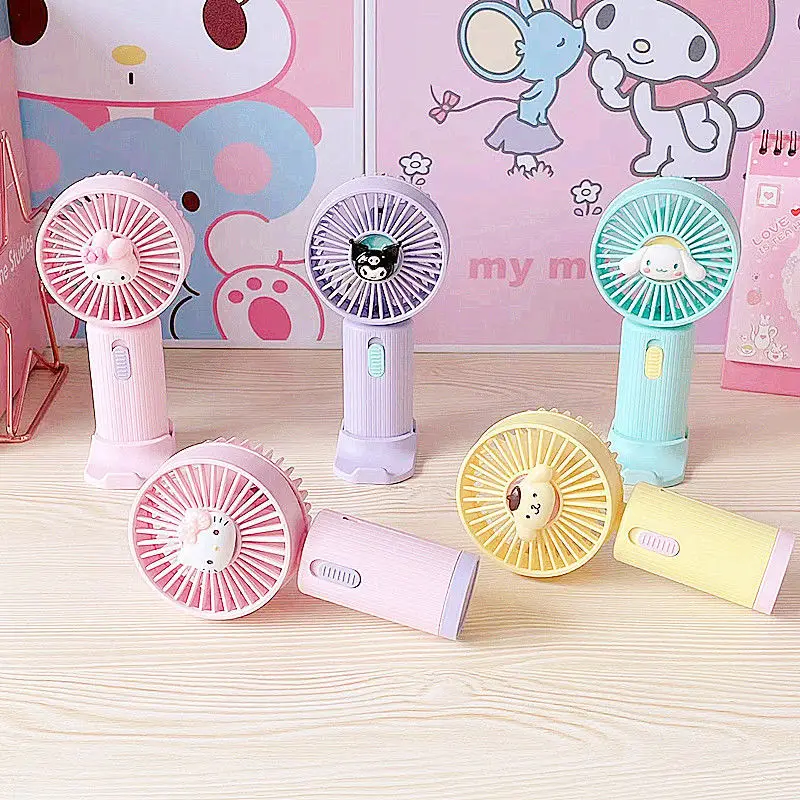 

Периферийные устройства Sanrio для аниме Hello Kitty Kuromi, милый маленький ручной вентилятор с мультяшным рисунком «Моя Мелодия», мощный перезаряжаемый вентилятор