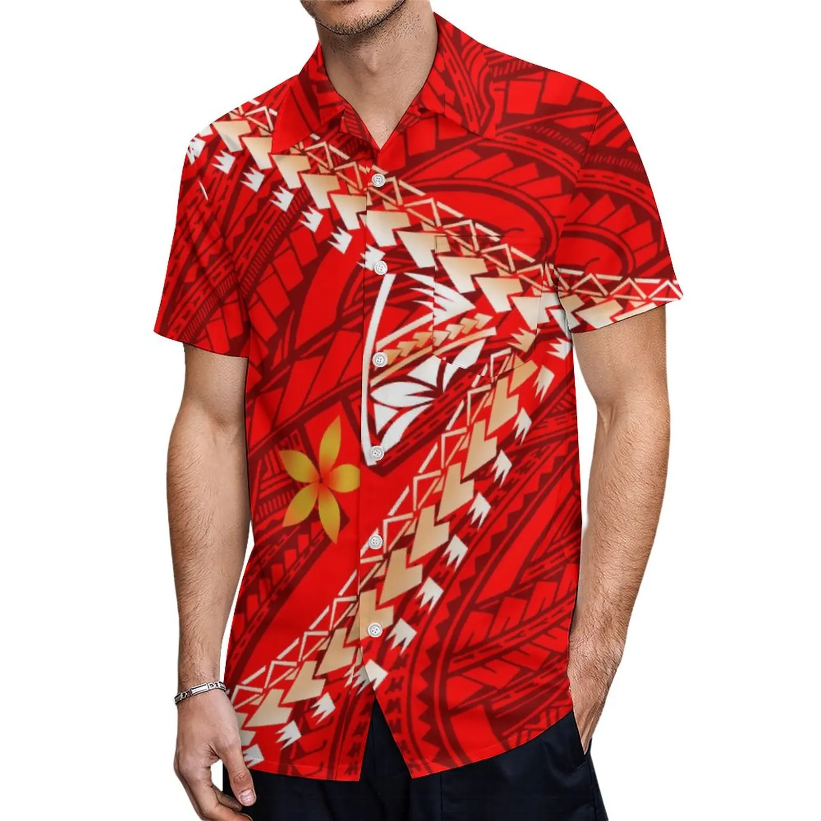 ใหม่ปิดไหล่ Polynesian Tribal พิมพ์ผู้หญิงเปลือยไหล่ Mermaid กระโปรงคู่ Match เสื้อผ้าผู้ชายเสื้อ