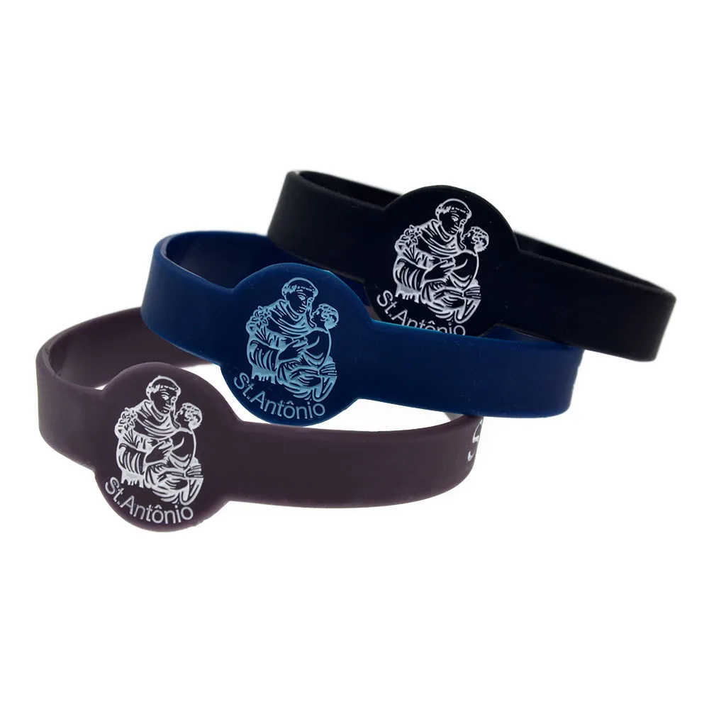 1 PC Jesus Silikon-Armband St. Antonius Rogai Por Nos Personalisiertes Glaubensgeschenk Armreif für Katholische Männer und Frauen – Detail 7