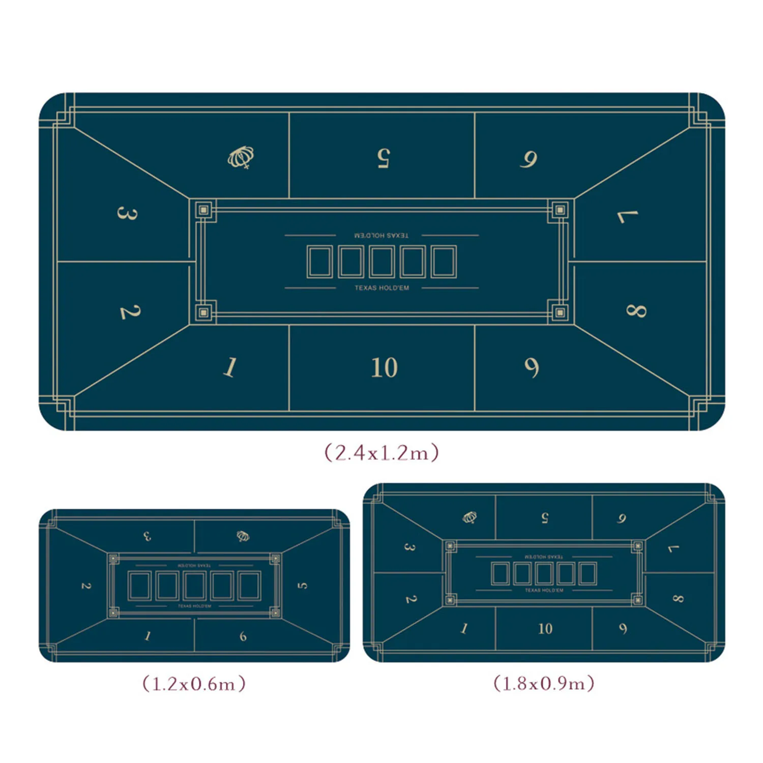 

1.2 x 0.6cm/1.8 x 0.9cm/2.4x1.2cm Texas Hold'em Table Mat, Baccarat Special Wear resistant Chip Mat, Egg Table Mat, Poker Mat