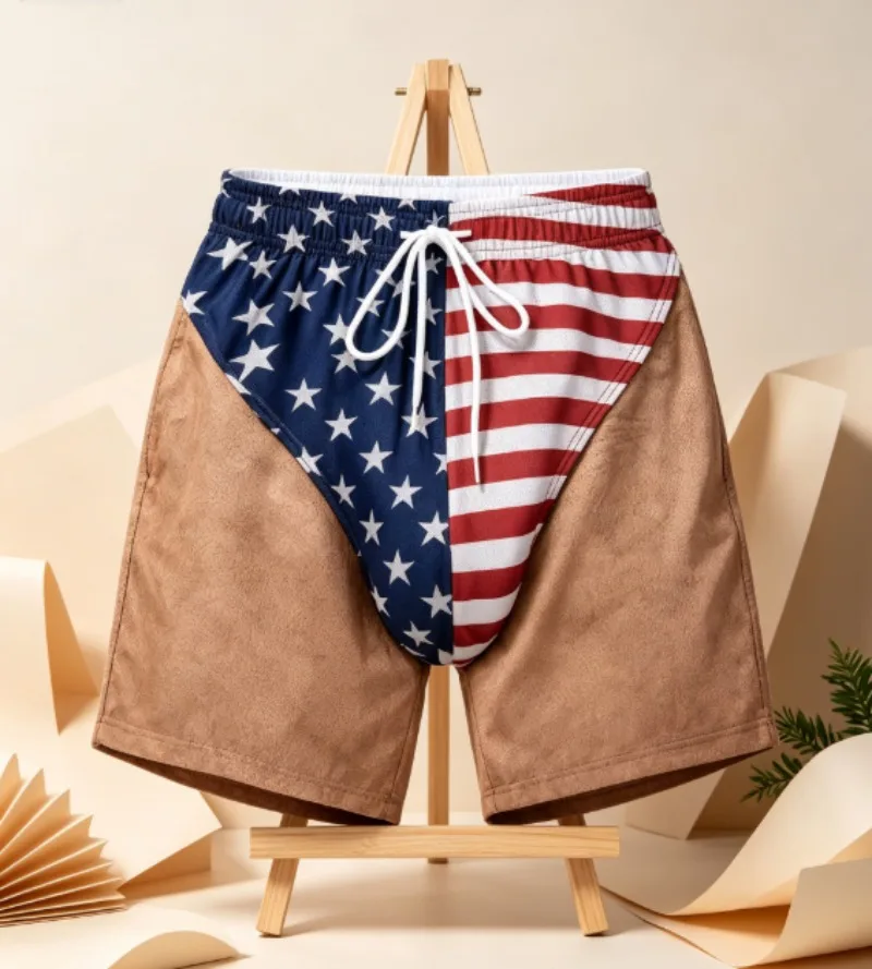 Funny 3D Hairy Butt Print Men’s Beach Shorts Elastic Drawstring Novelty Swim Trunks Quick Dry Pool Party Vacation FamilyMatching