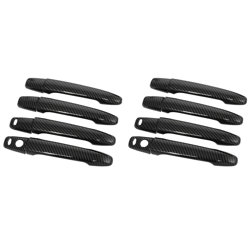 8Pcs Carbon Fiber Car Exterior Door Handle Cover For Mitsubishi Lancer Evolution X Outlander ASX (With Keyless Holes)