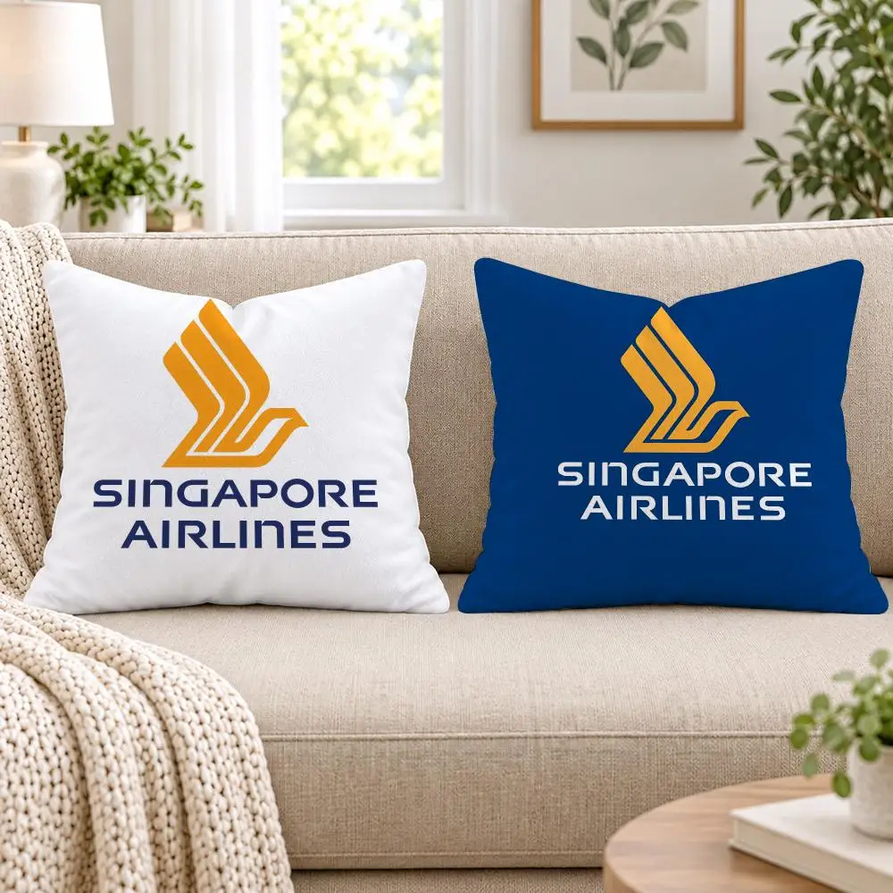 Singapore Airlines Cushion Cover Short Plush Double-Sided Printing Sofa Bedroom Pillow Case Aesthetic Home Decor