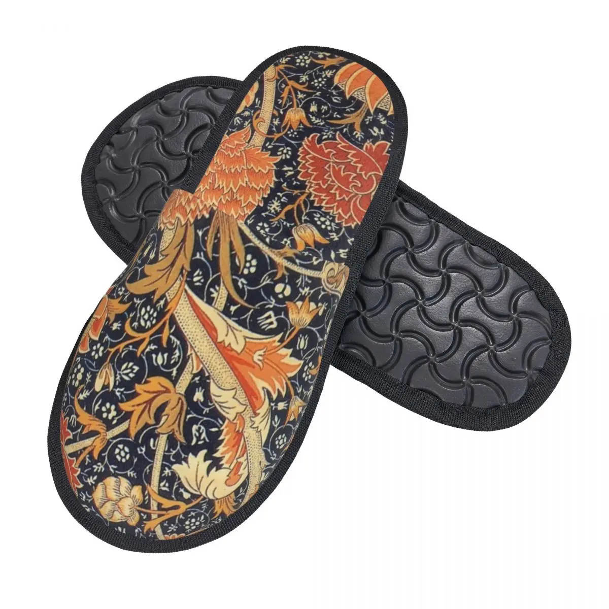 Custom William Morris Orange Cray Floral Art Soft Memory Foam House Slippers Women Textile Pattern Cozy Warm Anti-Skid Slipper