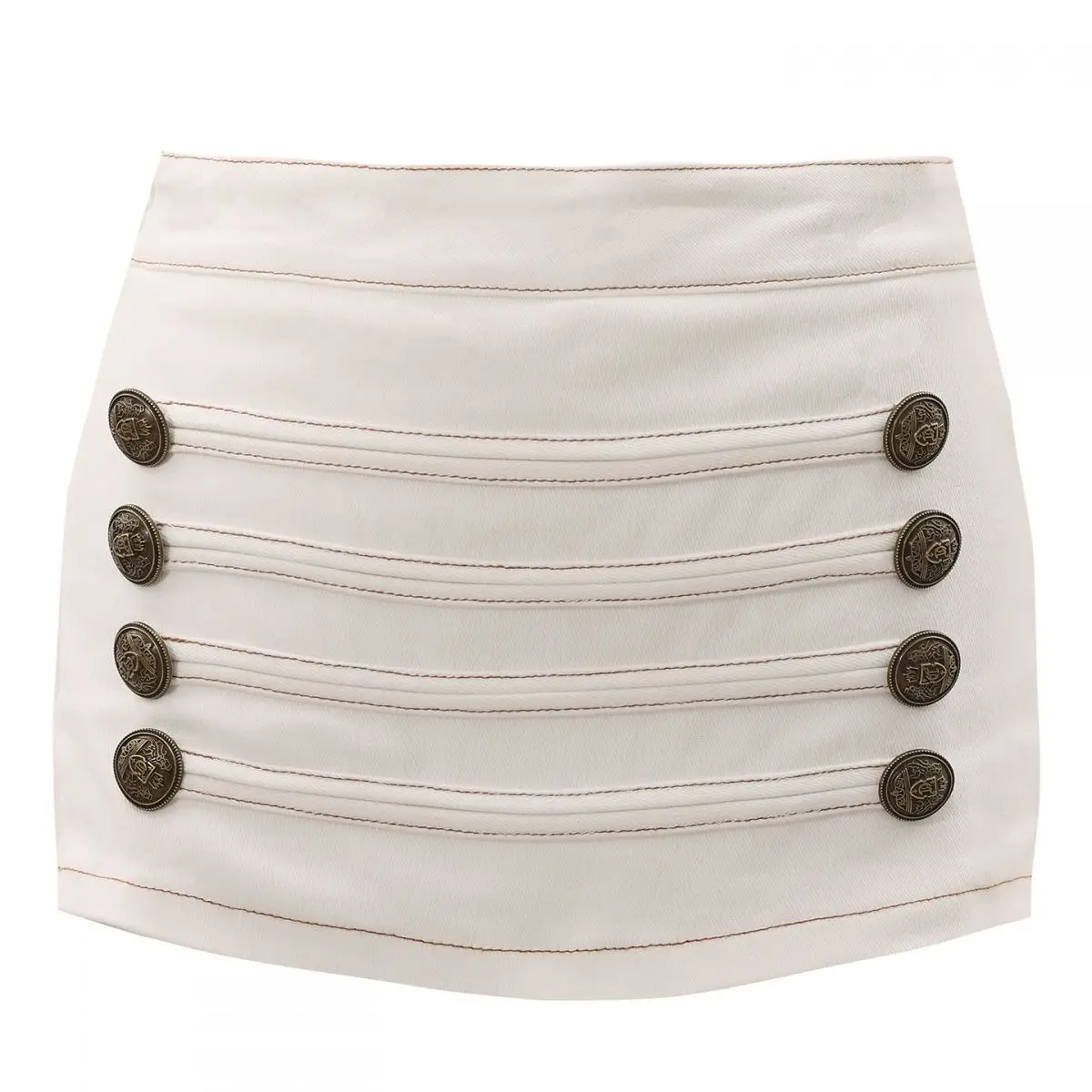 Y2K High Waist White Mini Skort Double Row Metal Buttons Slim Denim Skirt Women Summer Anti Exposure Short Skirt Street Fashion