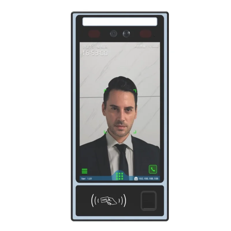 8" multikbiometrisches Zugangskontroll- und Anwesenheitsterminal – Gesichts-Fingerabdruck-Handflächenader, WiFi 4G TCP/IP