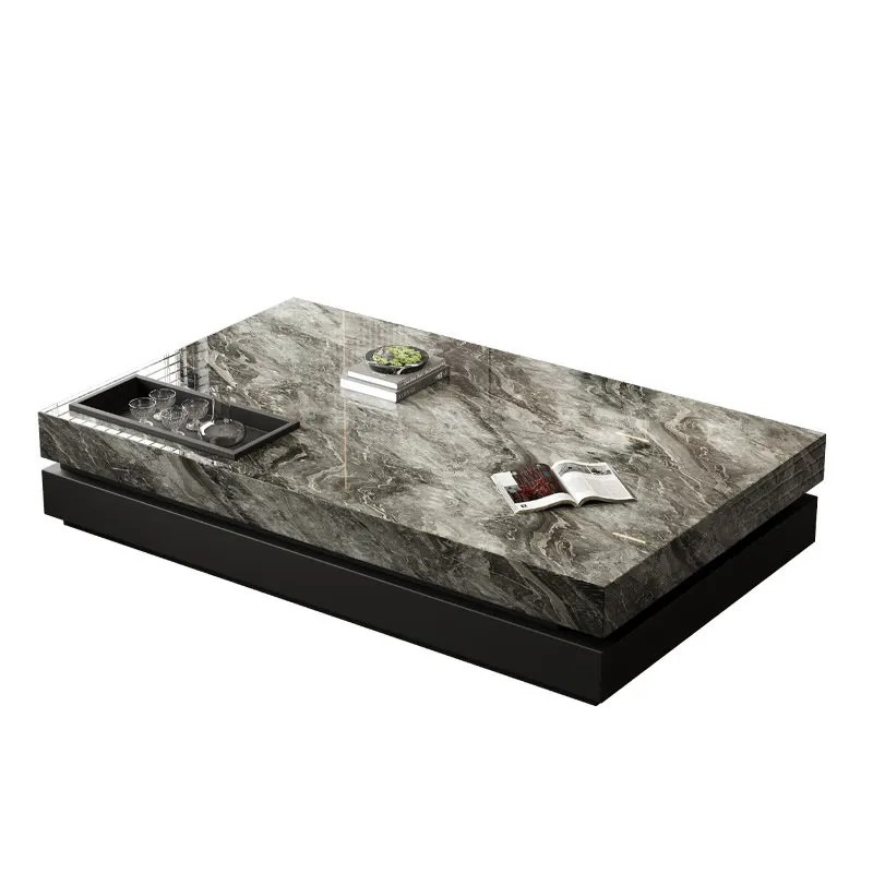 

Modern minimalist rock slab coffee table Italian light luxury simple square coffee table