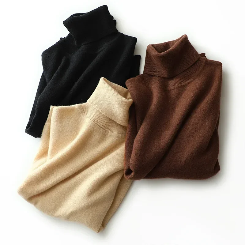 aliaga winter newest high quality 100% cashmere sweater turtleneck women warm knitted pullovers