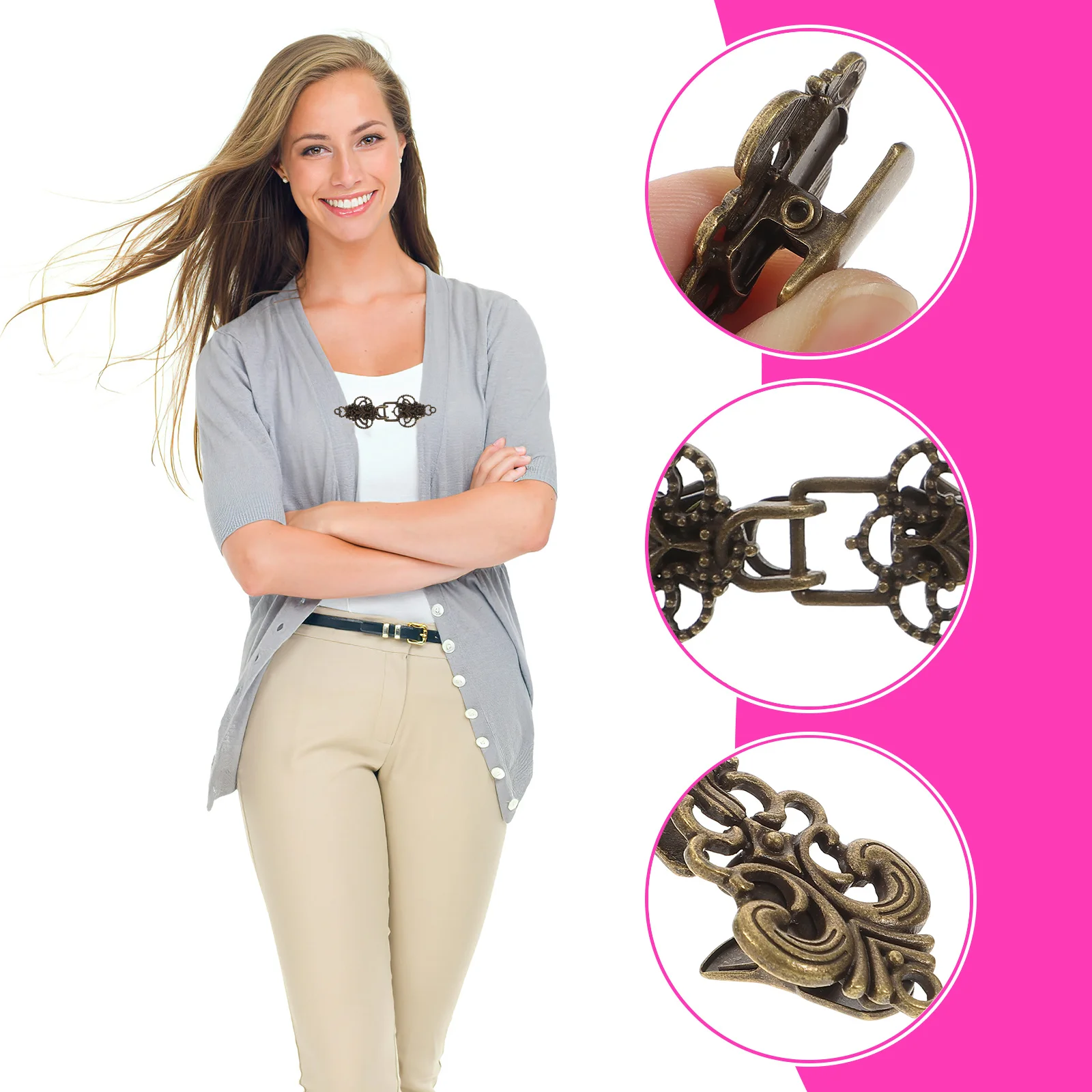 

4Pcs Elegant Brooch Jewelry Set Metal Cardigan Clips for Dress Blouse Coat Collar Brooch Pin Suit Shirt Neck Accessory