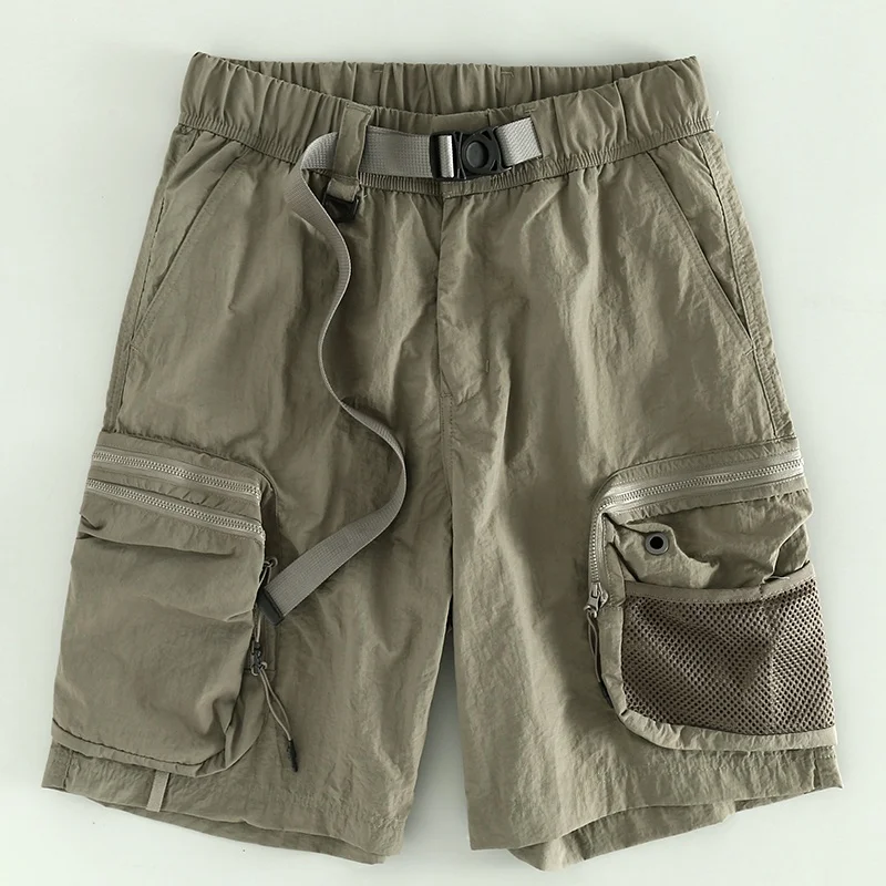 

Гонконгская модная рабочая одежда, мужские брюки с завязками длиной пять четвертей, повседневная свободная посадка, летняя модная городская одежда