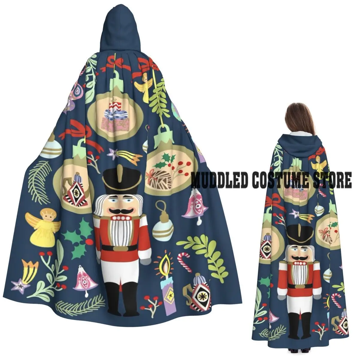 

Christmas Day Xmas Nutcracker Long Hooded Cloak Witch Medieval Costume Cosplay Cape HalloweenParty Adult Unisex