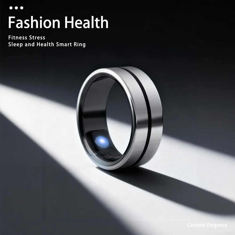 Medical Professional Grade Rechargeable Steel Health Smart Ring Step Counting Heart Rate Blood Oxygen Sleep Tracking Thin