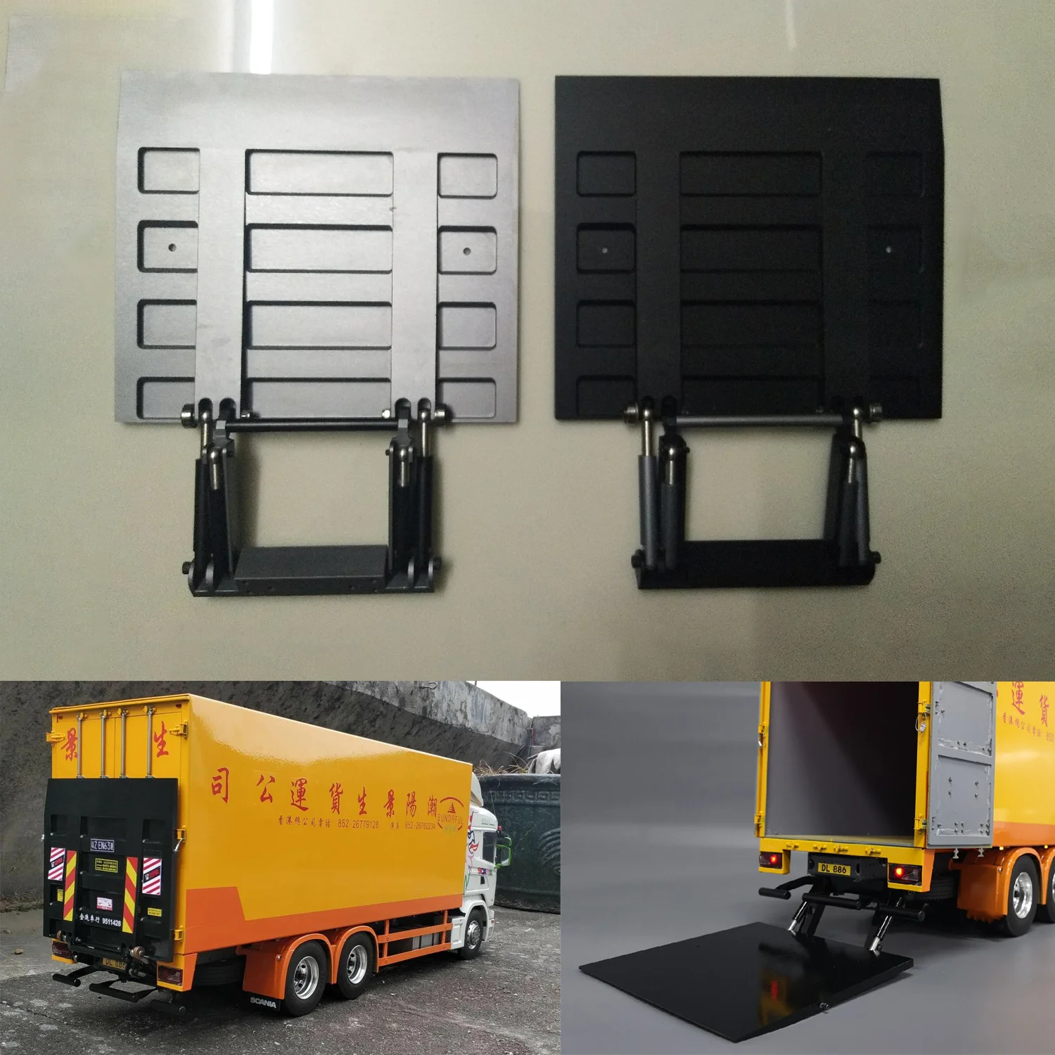 

Metal Hydraulic Tailgate Decoration for 1/14 Tamiya RC Dump Truck SCANIA 770S VOLVO 750 Mercedes-Benz ACTROS 3363 MAN Car Parts