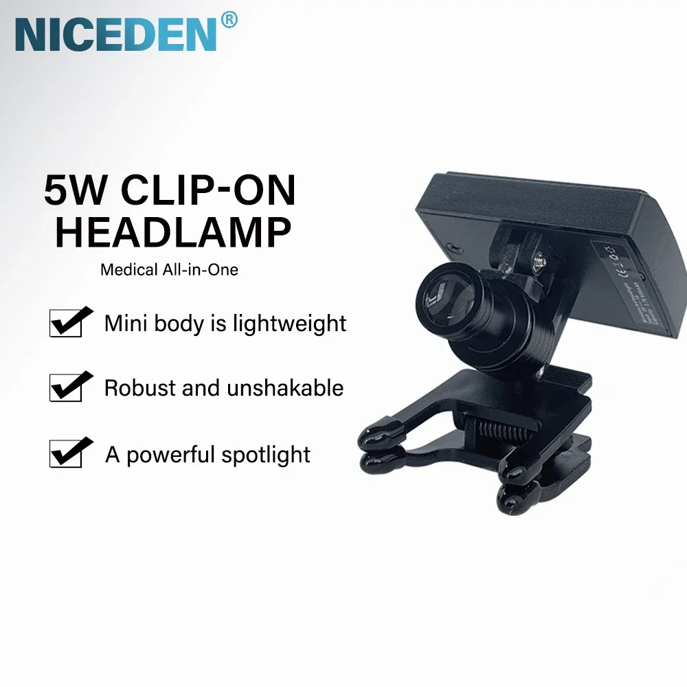 2023Newest Dental 5W Wireless LED Headlight With Clip Portable Binocular Light For Dentist Loupe Lab Medical Magnifier