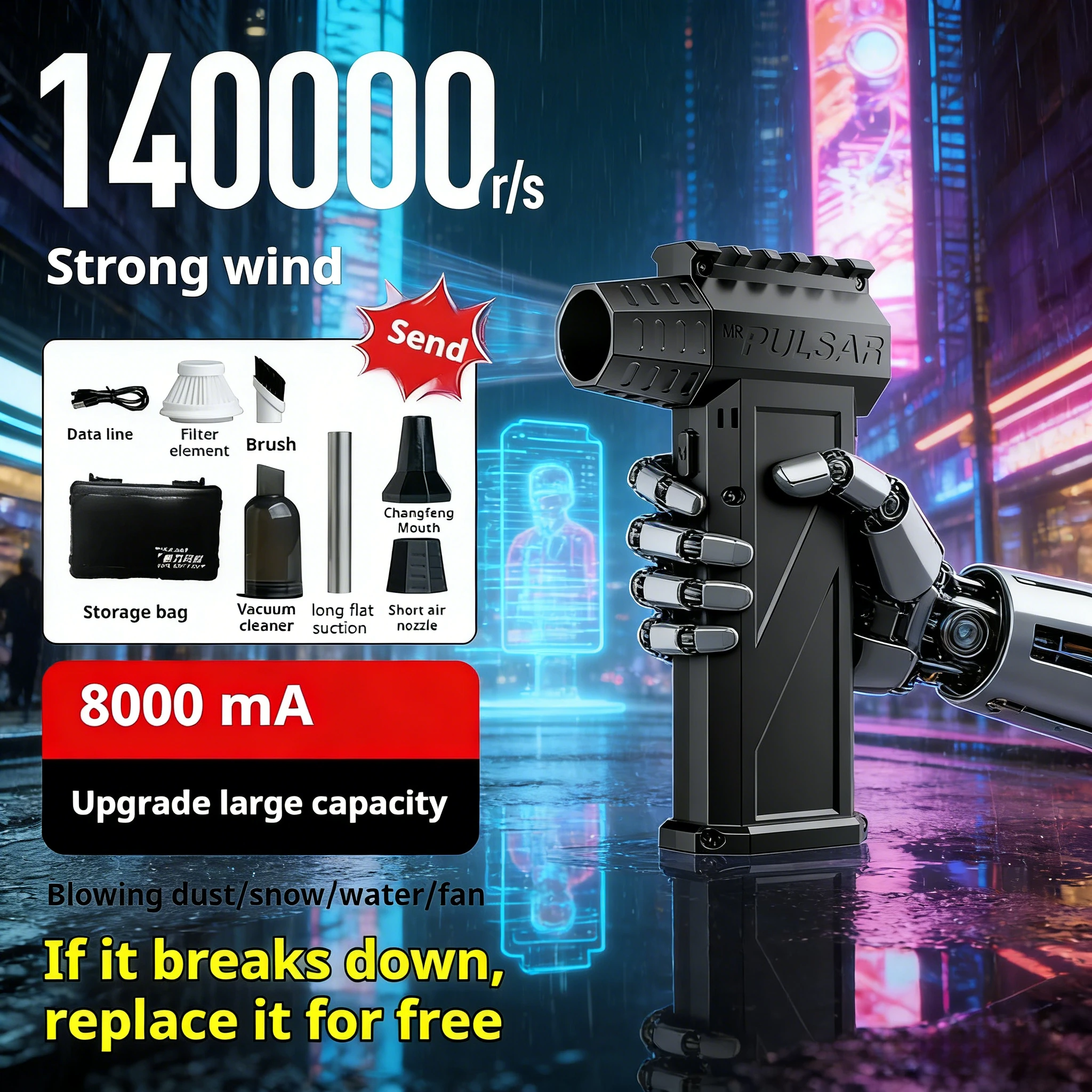 

X3pro Violent Blower Mini Turbo Jet Fan Ручной бесщеточный двигатель 140 000 об/мин Скорость ветра 62 м/с Промышленный канальный вентилятор