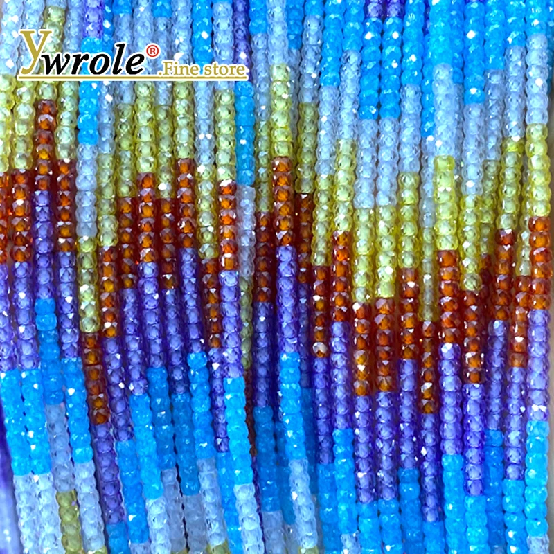 

2x3mm Faceted Abacus Gradient Blue Yellow Orange Zircon Natural Stone Spacer Beads for Jewelry Making DIY Bracelet Accessories