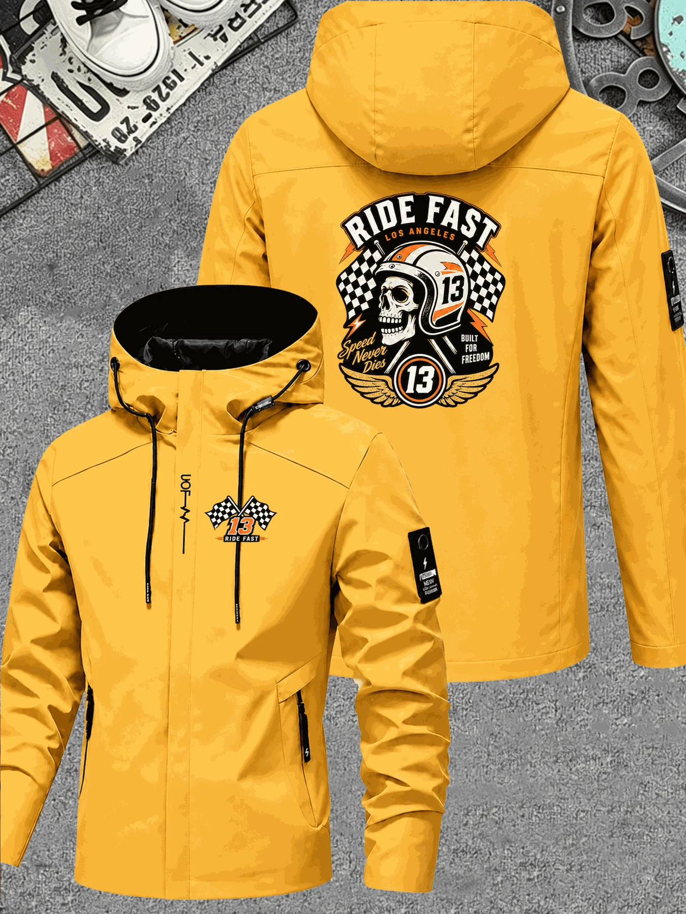 Windbreaker Men Zip - Men Hooded Jacket Angeles Los Built