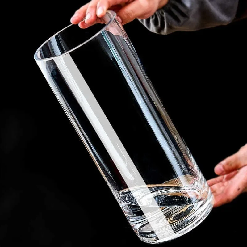 Fashion Minimalist Large Aesthetic Cylinder Flower Arrangements Vase Birthday Gift Tall Jarrones Interior Decor Transparent Vase