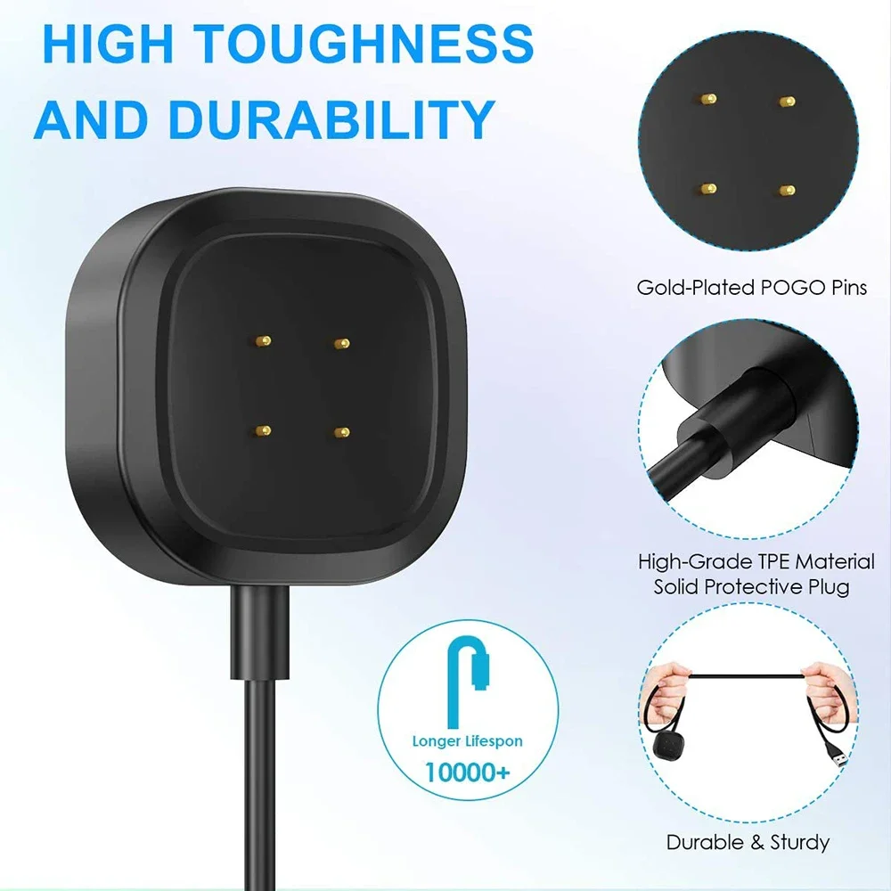 Зарядное устройство для Fitbit Versa 4, сменный зарядный кабель для док-станции для Fitbit Sense 2 Versa 3, портативный шнур питания, официальный