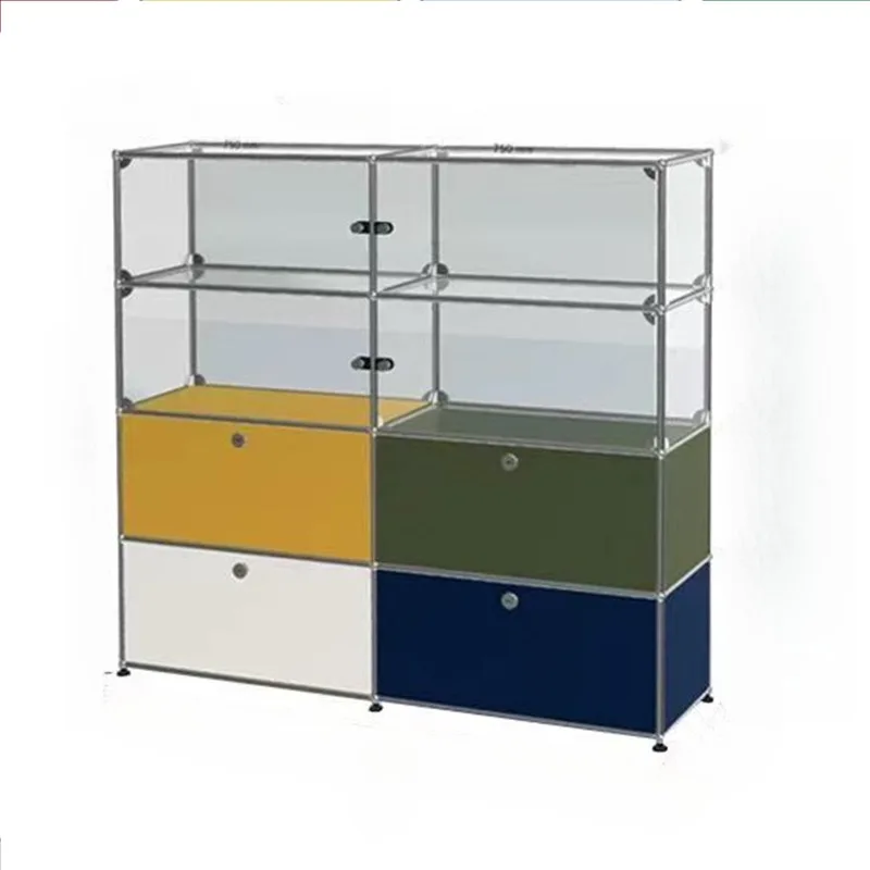 l glass wine cabinet figure model, floor-to-ceiling cabinet, stainless steel bucket cabinet, dining side display storage cabinet