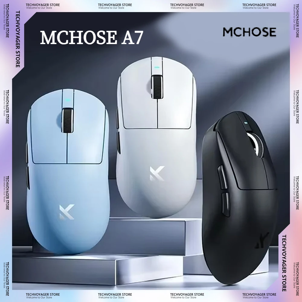 MCHOSE A7 Series Gaming Mouse PAW3950 8K Top Speed Receiver Ergonomics Customized 2.4G Wireless Mice PC E-Sports Accessory Gifts