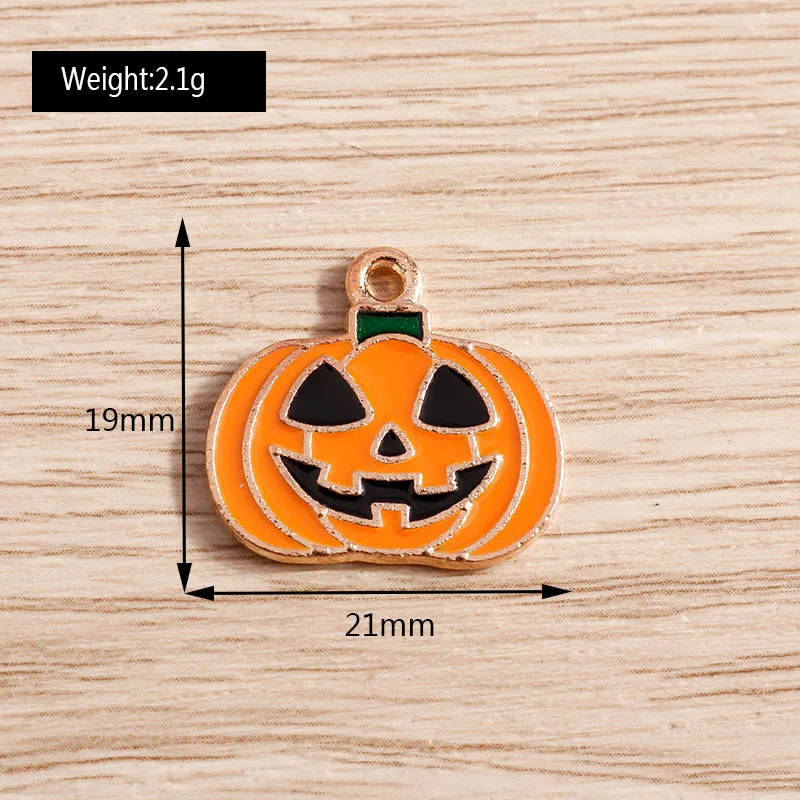 10pcs 21x19mm Cute Enamel Halloween Pumpkin Charms Pendants for Jewelry Making Earrings Necklaces Bracelets DIY Crafts Supplies