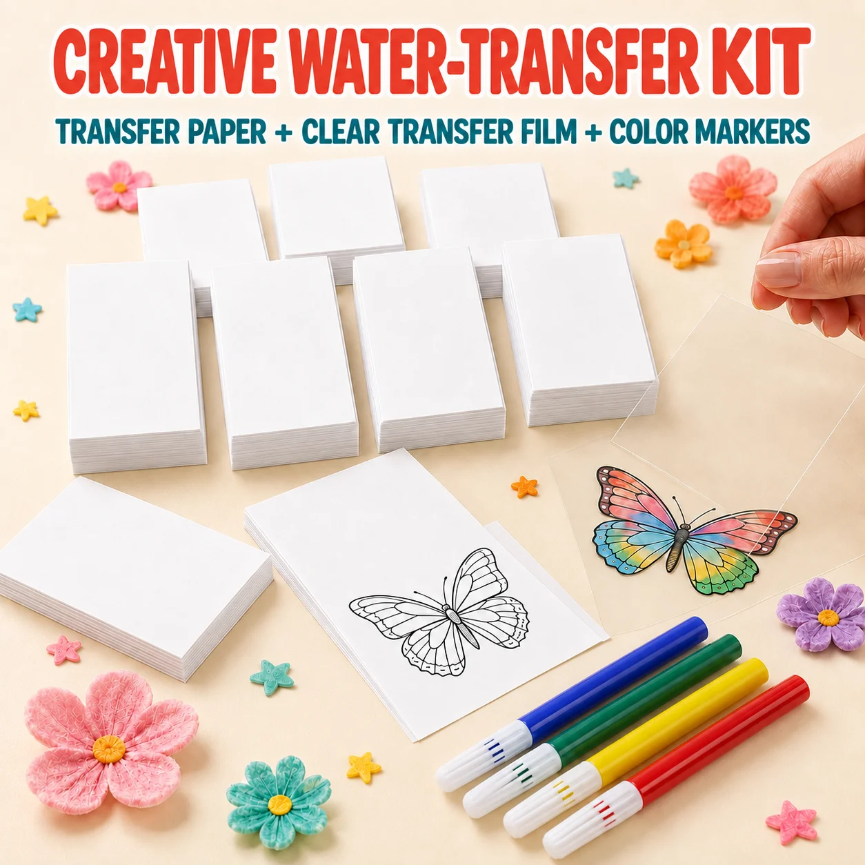 DIY Temporary Tattoo Transfer Sticker Colored Pen Butterfly Rainbow Compatible for Party Concert DIY Graffiti Body Art