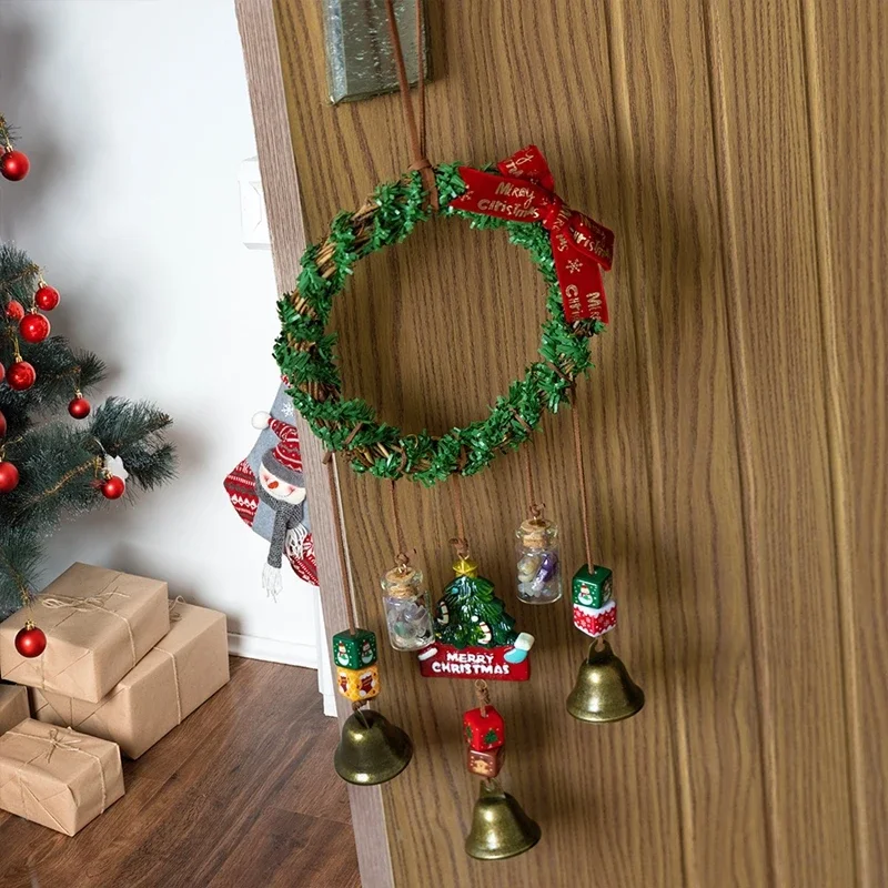 Creative Christmas Wind Chimes With Bells  Festival Wall Hangings Home Decorations Yard Decor Handmade Ornaments Girls Gifts