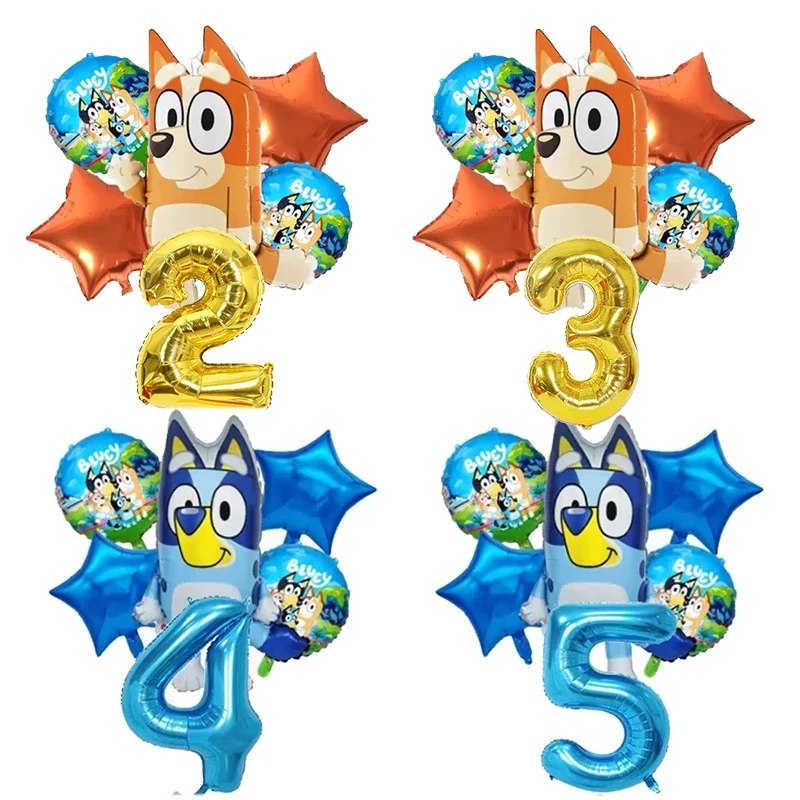 Blueys Bingo Children Birthday Party Decoration Birthday Numbers Balloon1 To 10 Years Old Cute for Kid Party Baby Shower Supplie