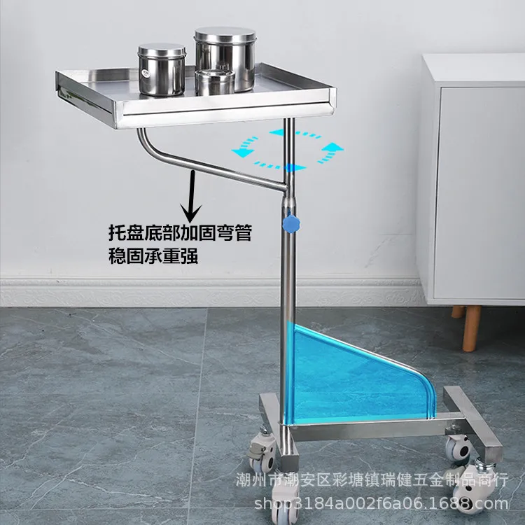 Thickened 304 stainless steel medical surgical cart tool storage rack single arm double bar pallet cart instrument cart moving