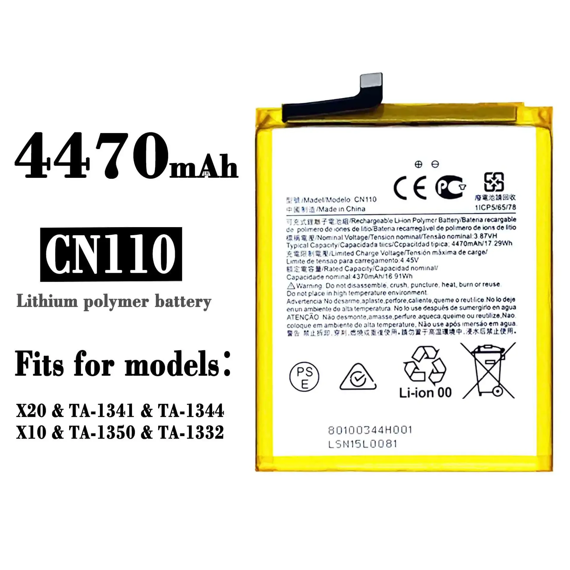 CN110 High Quality Replacement Battery For Nokia X20 TA-1341 TA-1344 X10 TA-1350 TA-1332 4470mAh Latest Batteries