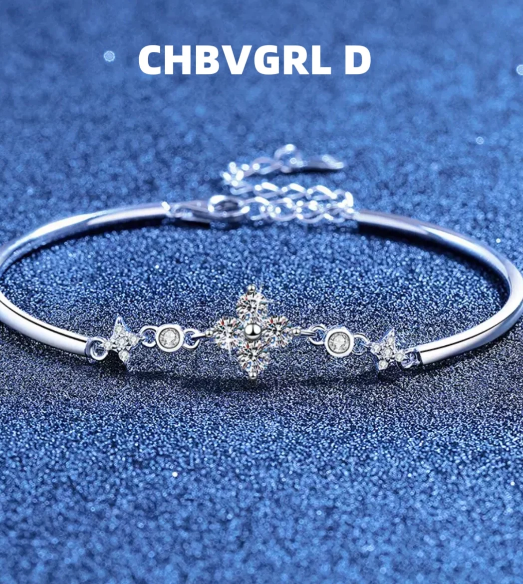 

[Lucky] High-end S925 sterling silver bracelet, Korean style, luxurious design, adjustable moissanite bracelet for women