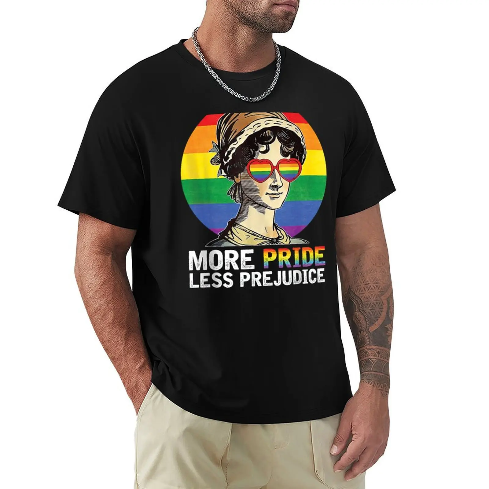 

More Pride Less Prejudice Lgbt Gay Proud Ally Pride Month T-Shirt Trendy Casual Short Sleeve Shirt