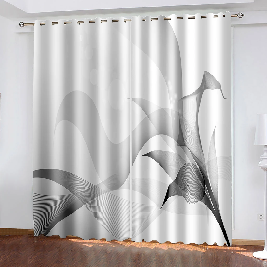 

European Curtains Photo Painted 3D Curtain Living room grey flower curtains 3D Curtains for Living Room Bedding Room Hotel