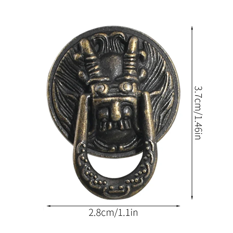 2Pcs Antique Bronze Knobs and Pulls Door Knocker Animal Head Ring Pulls Knob for Kitchen Furniture Drawer Cabinet Door Handles