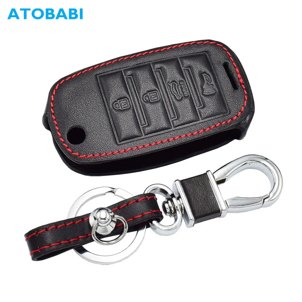 Фото Кожаный чехол для автомобильного ключа, откидной Чехол для дистанционного ключа, автомобильные аксессуары для Kia 2018 2019 Optima Sorento Soul Sportage Rio Ceed Cerato