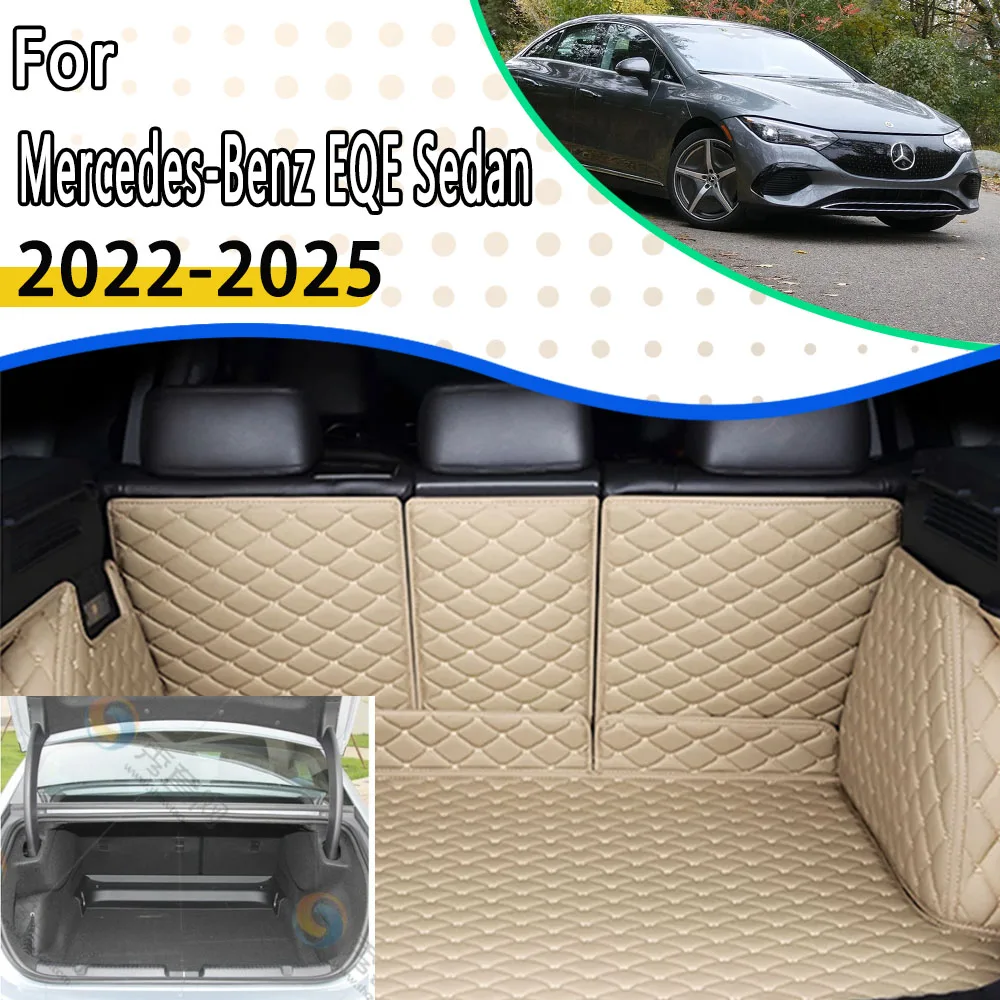 Car Trunk Mat For Mercedes-Benz EQE V295 2022 2023 2024 2025 Sedan Anti-dirty Pad Boot Cover Rug Tray Carpet Mud Car Accessories