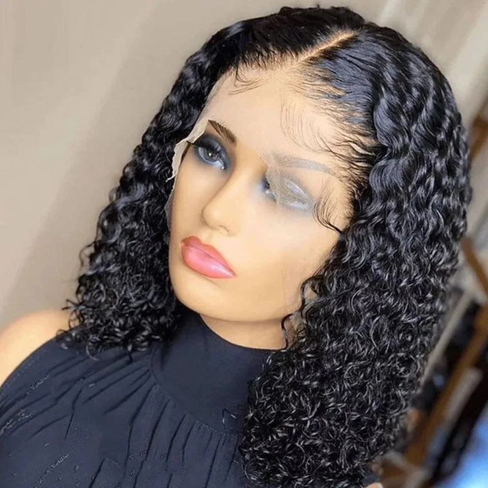 

Debut 13*6*1 T Part Deep Wave Bob Wigs Pre Plucked Transparent Lace Front Wig Peruvian Deep Curly Bob Wig Lace Front Human Hair