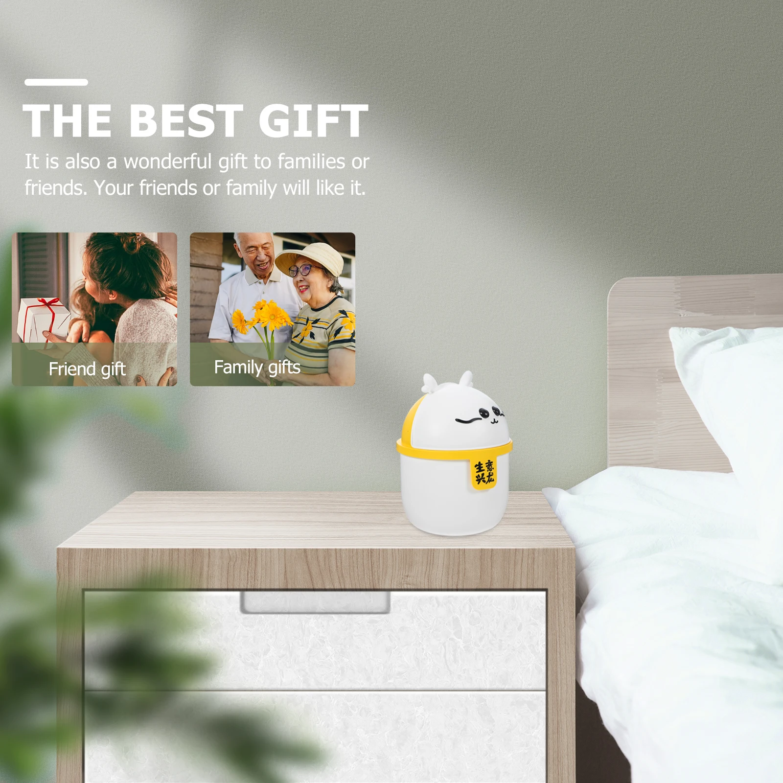 

Garbage Can Desktop Trash for Small Waste Basket with Lid Cans Storage Bucket Counter-top Office