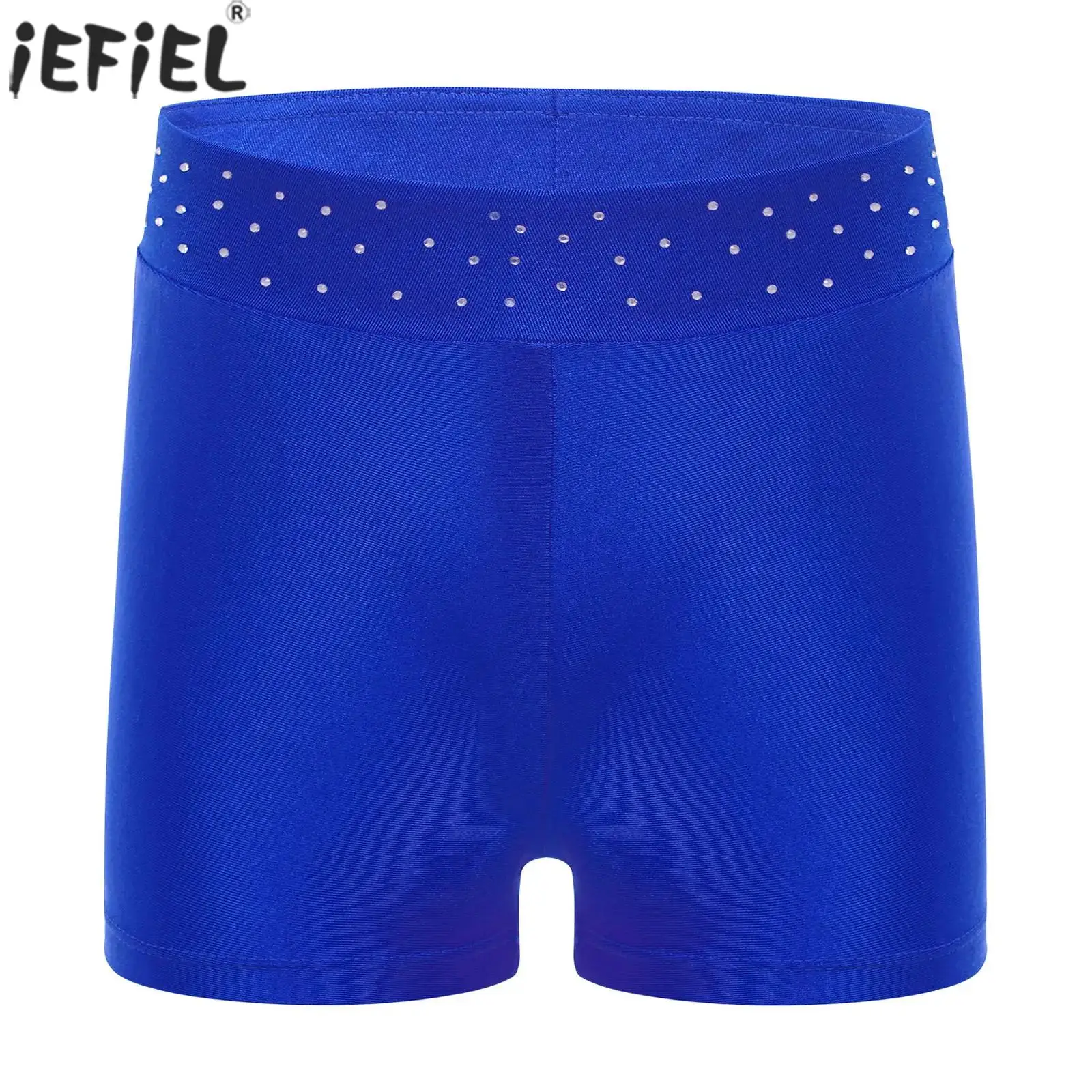 Kids Girls Ballet Dance Gymnastics Shorts Shiny Rhinestones Figure Skating Acrobatics Performance Workout Cheerleading Dancewear