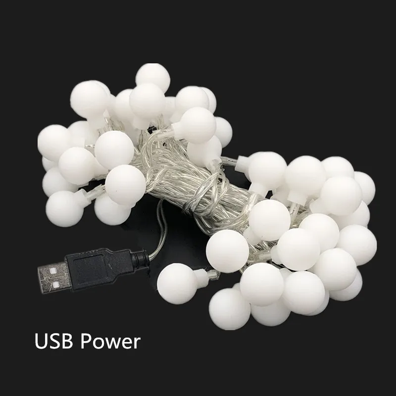 5M USB Power 50 Ball LED String Lights Garland Lights Waterproof Outdoor Lamp Wedding Garden Fairy Lights Christmas Decor