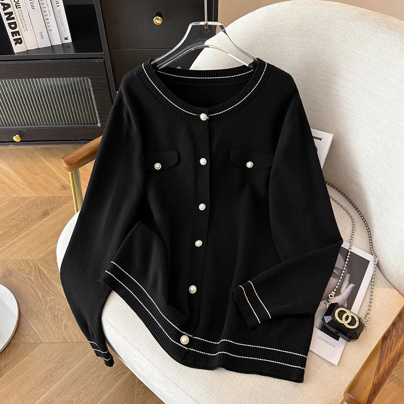 

6xl 7xl 100/150kg Big Size Women Clothing Chubby Female Chest 150/160cm Loose Fitting Knitted Cardigans Coats