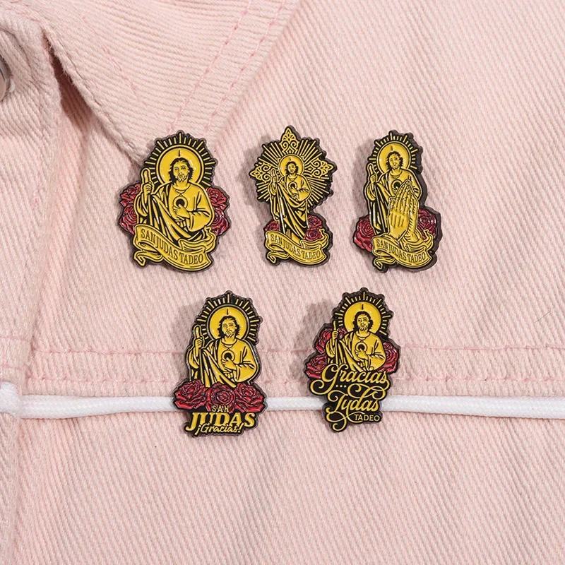 Jesus Cross Series Enamel Pin Metal Badge Creative Retro Statue Brooch Clothing Deco Jewelry Gift For Friend Custom Wholesale