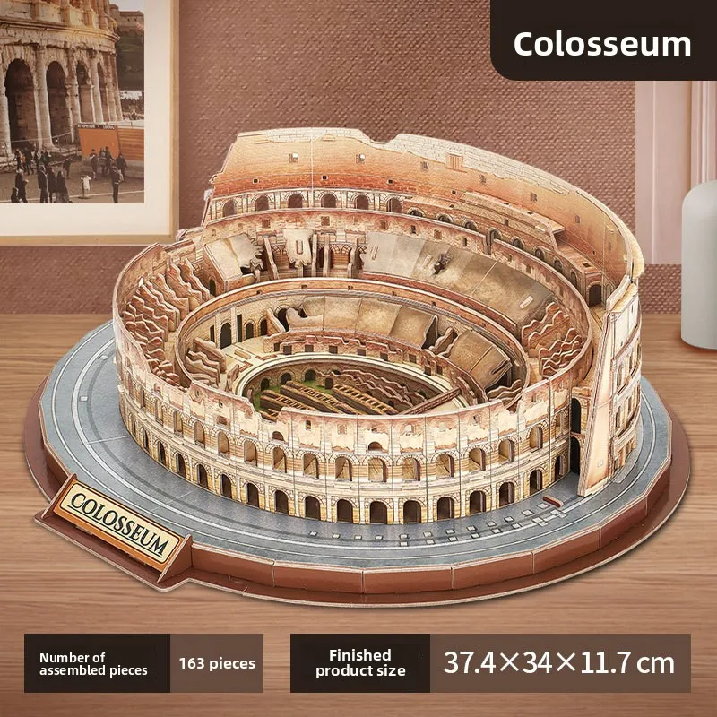 Deluxe Edition Colosseum 3D Assembly Puzzle - Realistic Roman Arena Replica Model Detailed DIY Craft Toy for History Enthusiasts