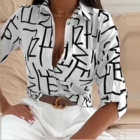 Blusa elegante de primavera para mujer, camisas ajustadas con estampado Popular Vintage, Tops de manga larga a la moda para oficina de otoño
