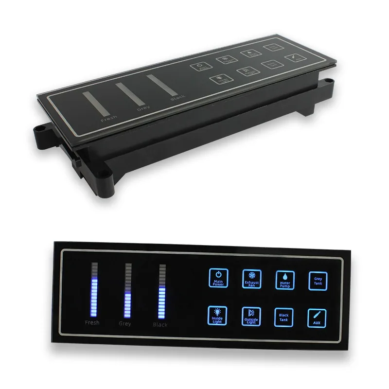 

8 Gang 3-Way RV Switch Control Panel Blue LED Waterproof Touch Switch Panel with Water Level Display